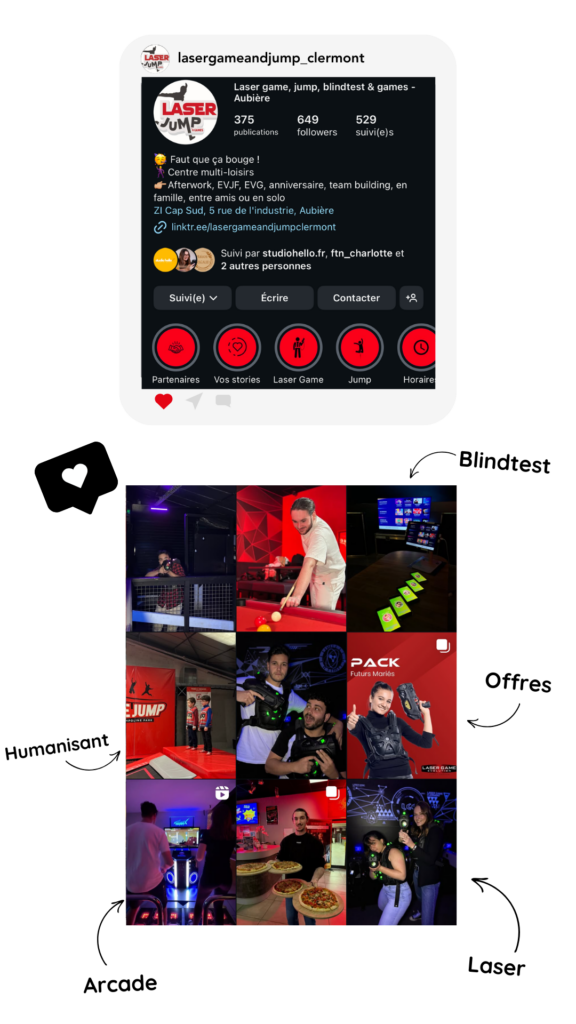 Présentation du feed Instagram et du community management d'un client de l'agence digitale Auvergnate Studio Hello