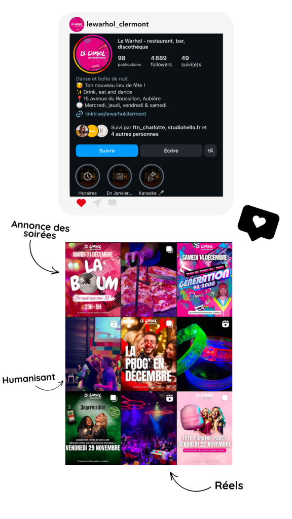 Présentation du feed Instagram et du community management d'un client de l'agence digitale Auvergnate Studio Hello